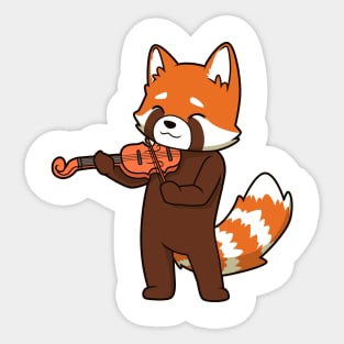 Comic red panda playing violin Sticker